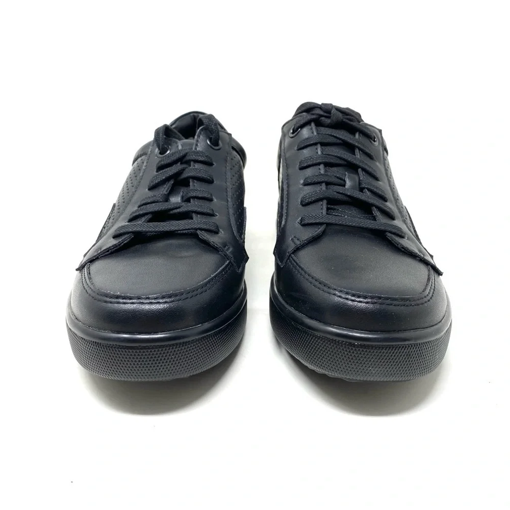 Traq by Alegria Black Low-Top Leather Athletic Sneaker